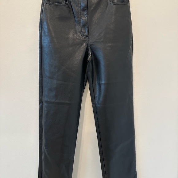 Aritzia Wilfred Melina Faux Leather Pants High Rise Straight Leg Black Size 6 - Picture 8 of 15